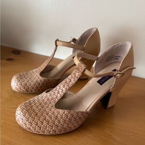 Modcloth Tan T-Strap Heels